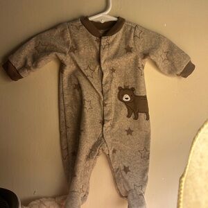 Cozy Brown Bear Print Kids One Piece